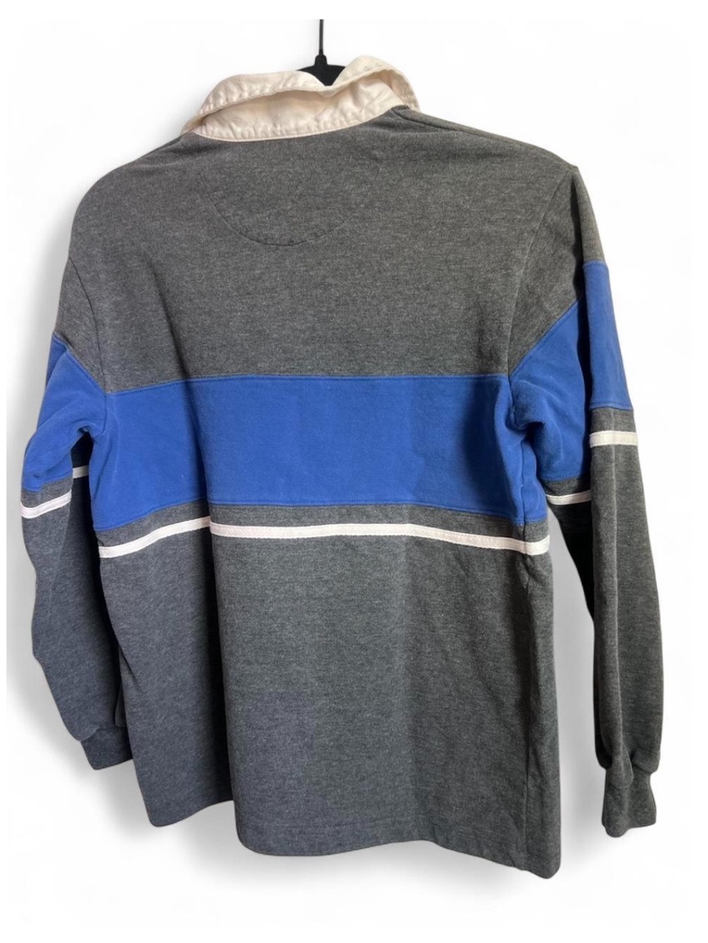 Vintage Express Striped Rugby Polo - Gray & Blue - Picture 3 of 5